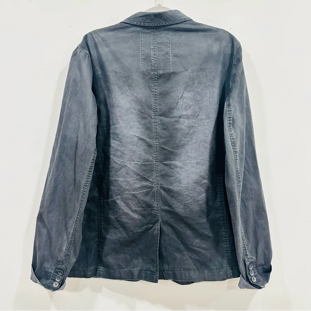 Vintage GUESS Men's Cotton Blazer Jacket XL Black‎ Distressed Crinkle Y2K Grunge